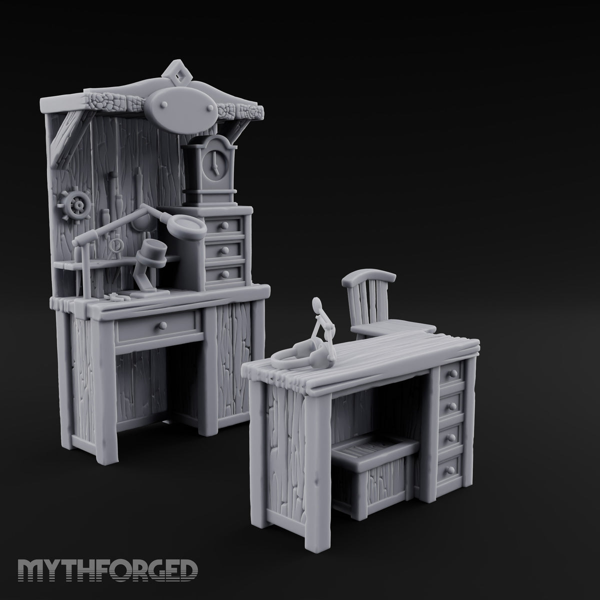 Goggles Off, Gears On Wooden Clockmaker Workbench Set