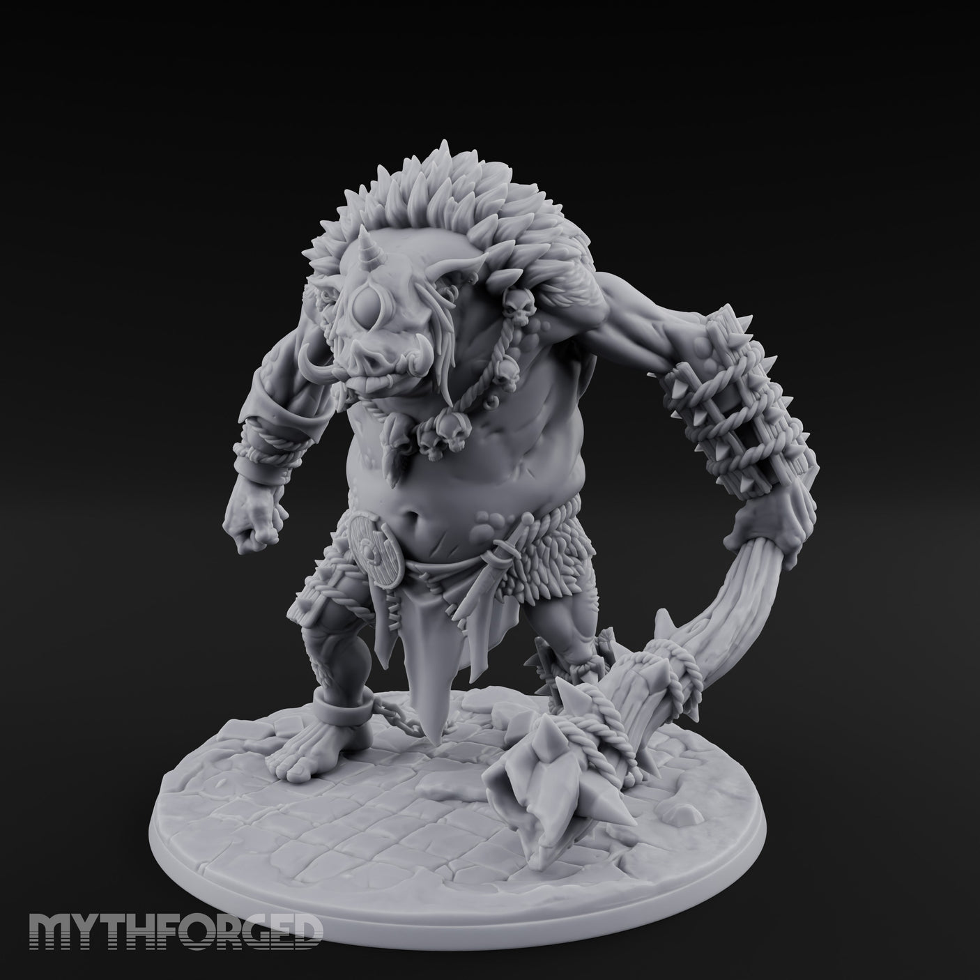 Club Dragging Pig Orc Brute — Gargantuan - 4" Base