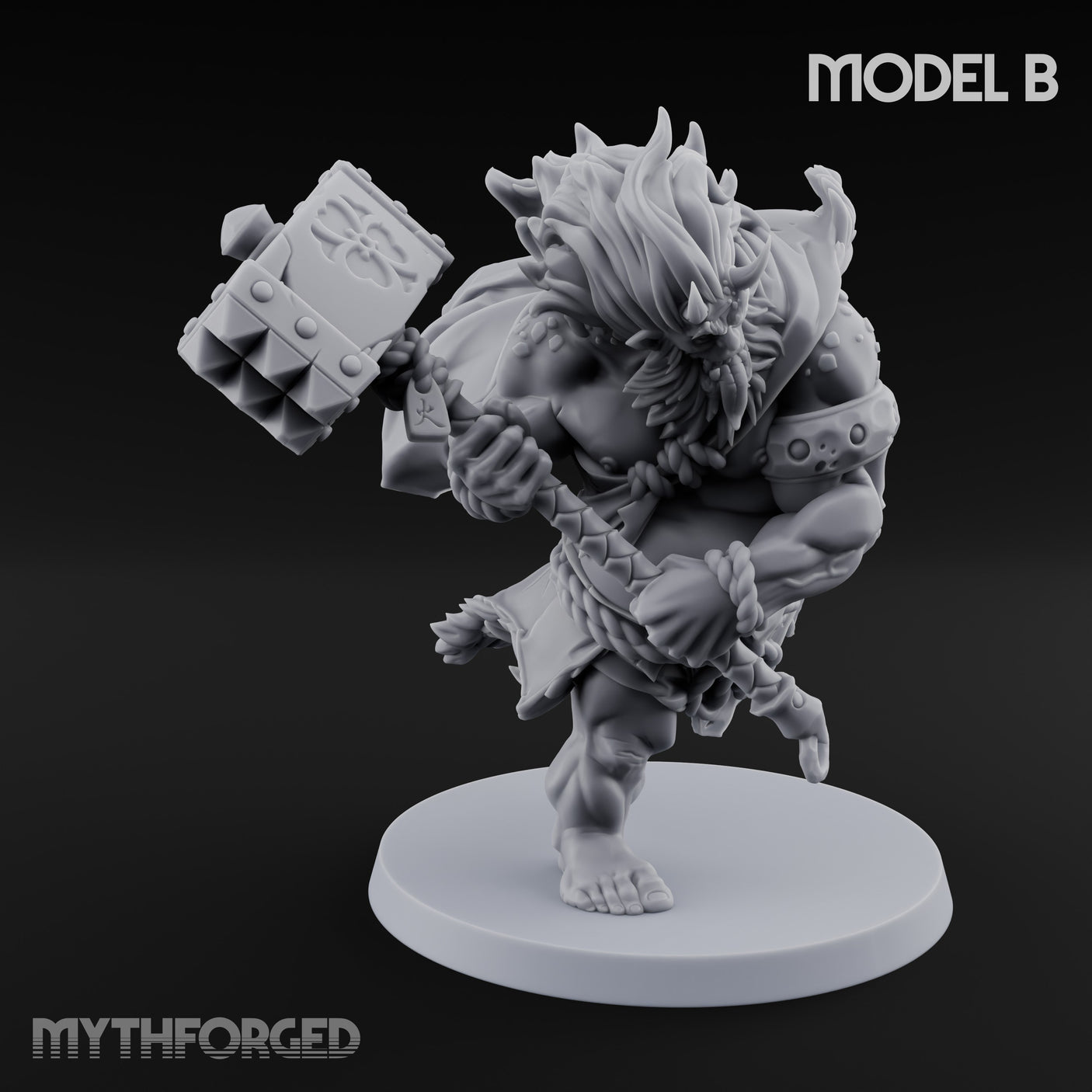 Club Smashing Oni Brute B Miniature for Dungeons and Dragons, Pathfinder or other TTRPGs