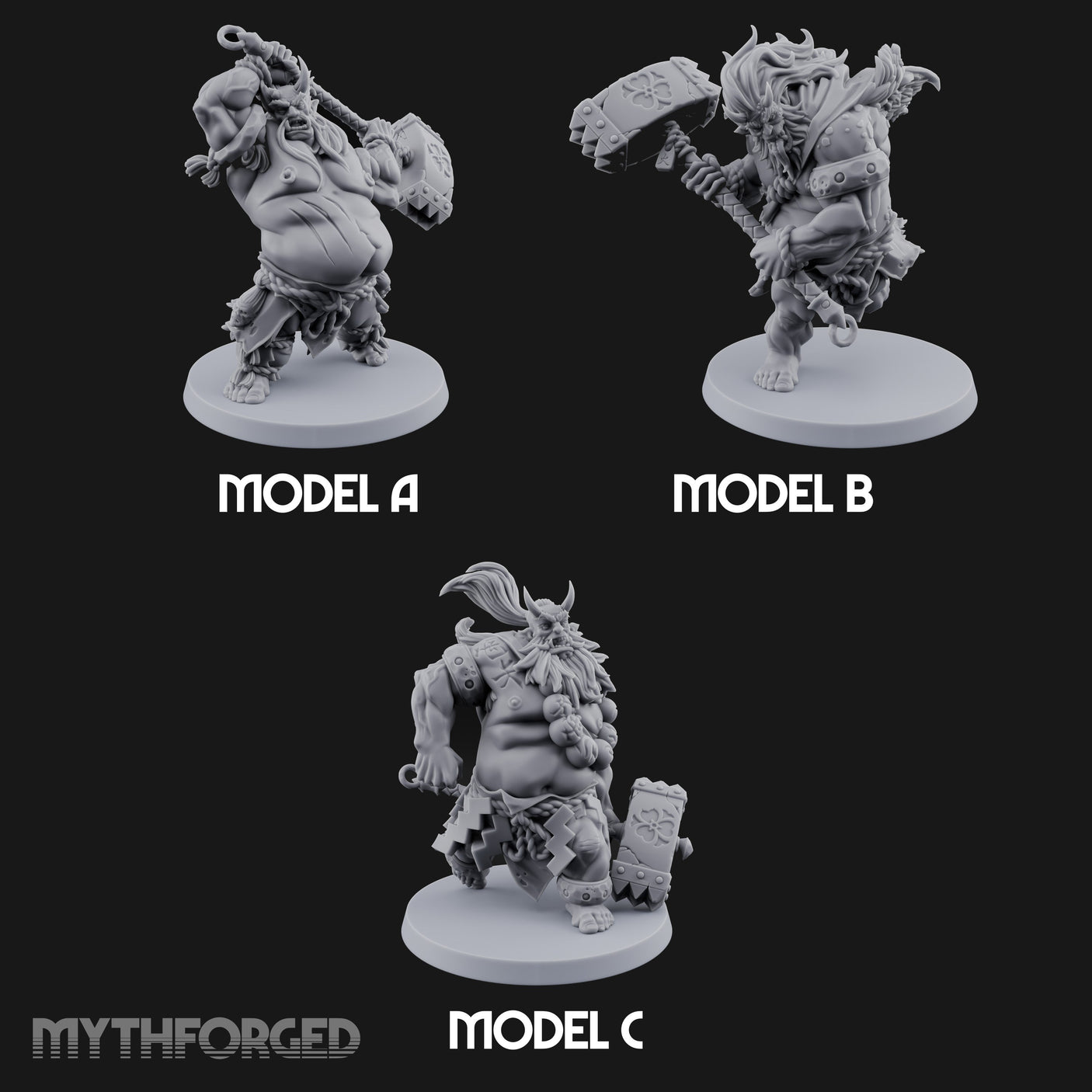 Club Smashing Oni Brutes Miniature for Dungeons and Dragons, Pathfinder or other TTRPGs