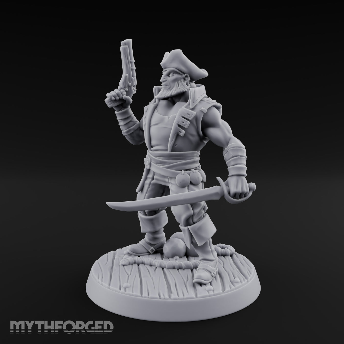 Pistol Held High Human Pirate Miniature for Dungeons and Dragons, Pathfinder or other TTRPGs