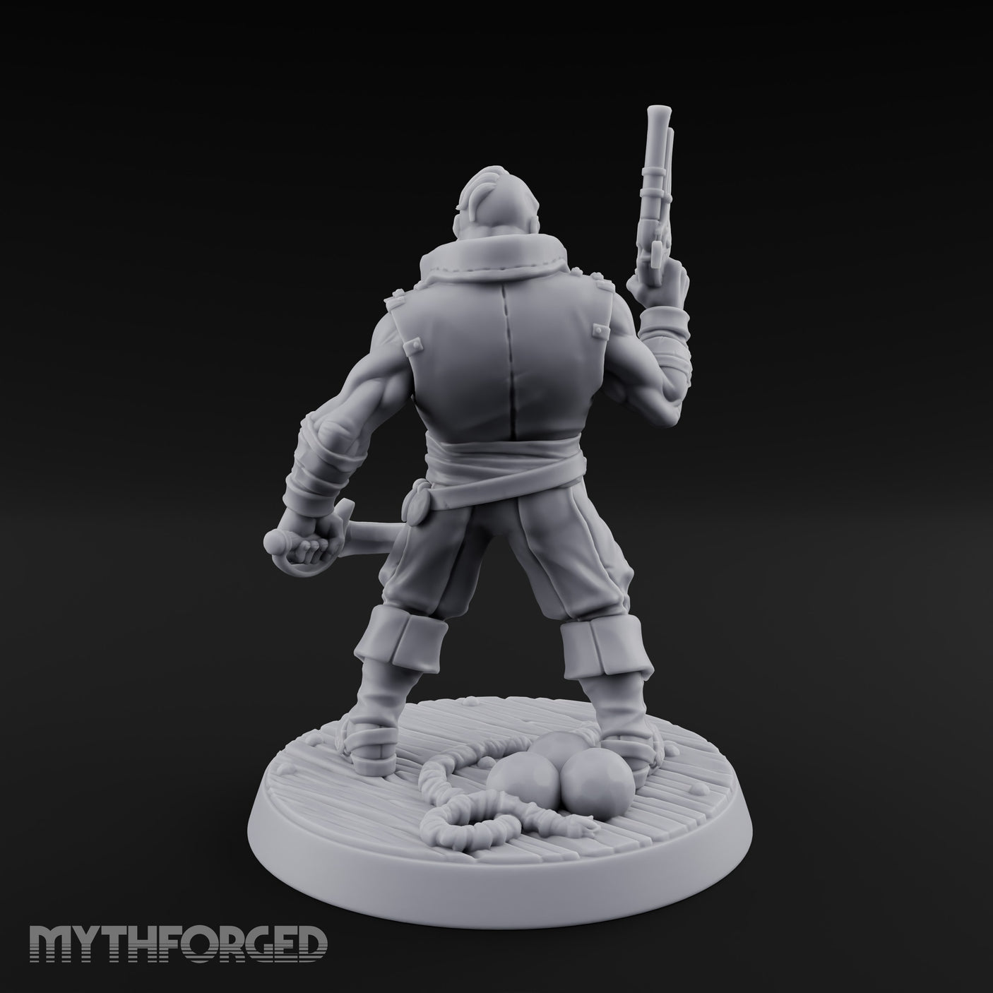Pistol Held High Human Pirate Miniature for Dungeons and Dragons, Pathfinder or other TTRPGs