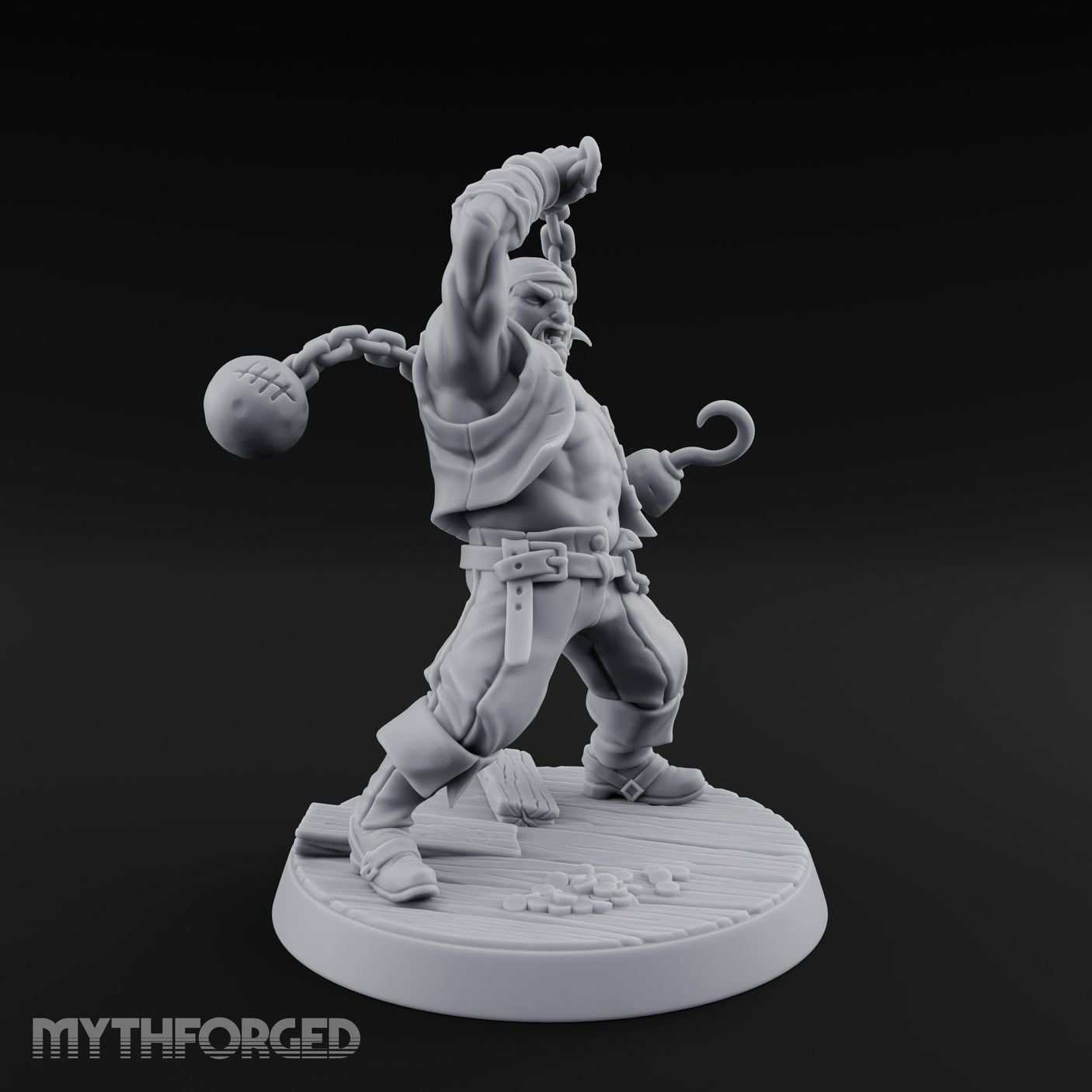 Swinging the Shot Human Pirate Miniature for Dungeons and Dragons, Pathfinder or other TTRPGs