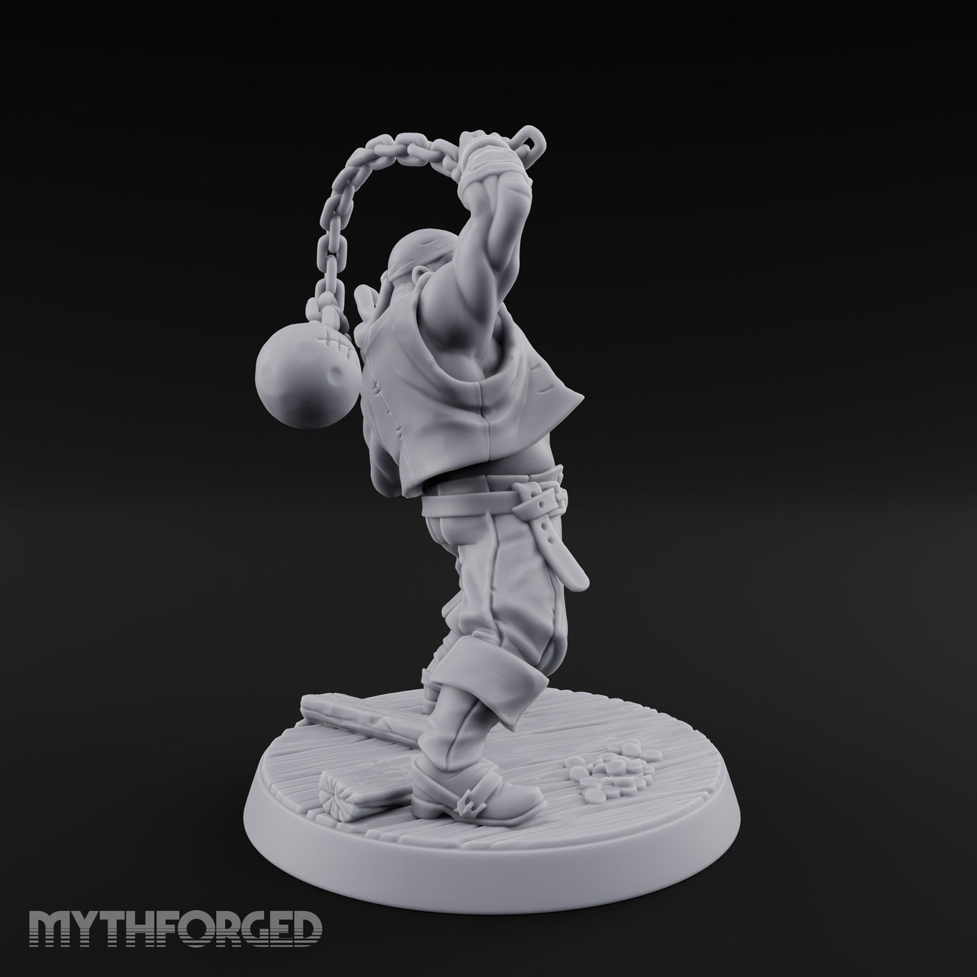 Swinging the Shot Human Pirate Miniature for Dungeons and Dragons, Pathfinder or other TTRPGs