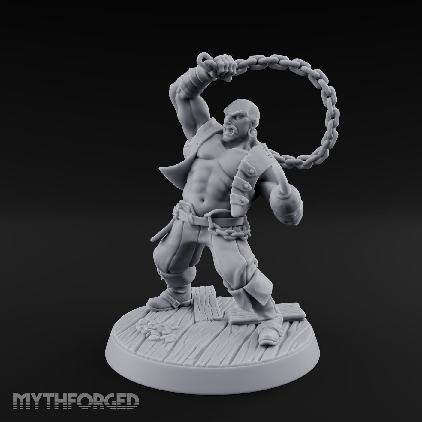 Swinging the Shot Human Pirate Miniature for Dungeons and Dragons, Pathfinder or other TTRPGs
