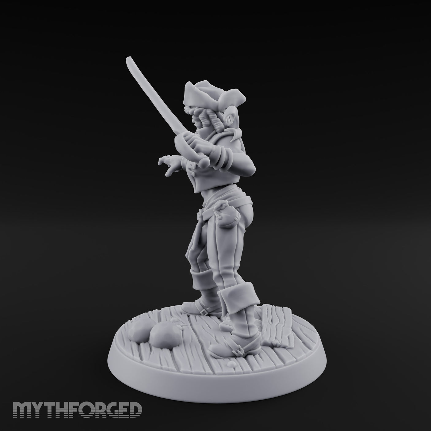 Blade High, Pistol Ready Human Pirate Miniature for Dungeons and Dragons, Pathfinder or other TTRPGs