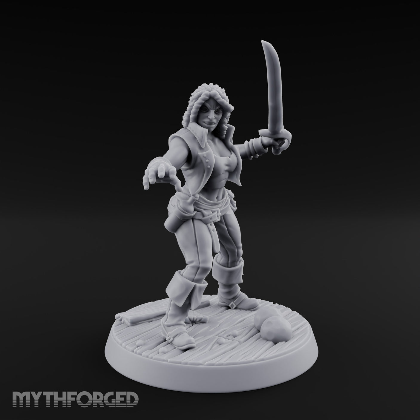 Blade High, Pistol Ready Human Pirate Miniature for Dungeons and Dragons, Pathfinder or other TTRPGs