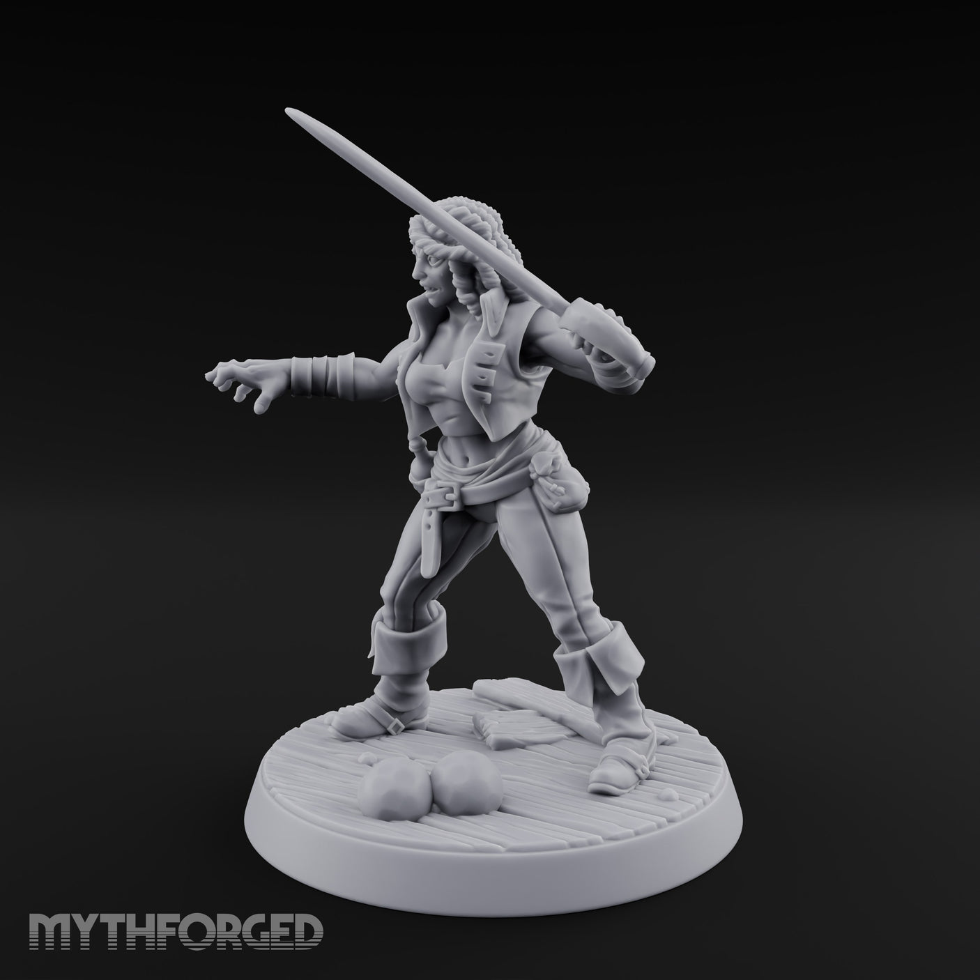 Blade High, Pistol Ready Human Pirate Miniature for Dungeons and Dragons, Pathfinder or other TTRPGs