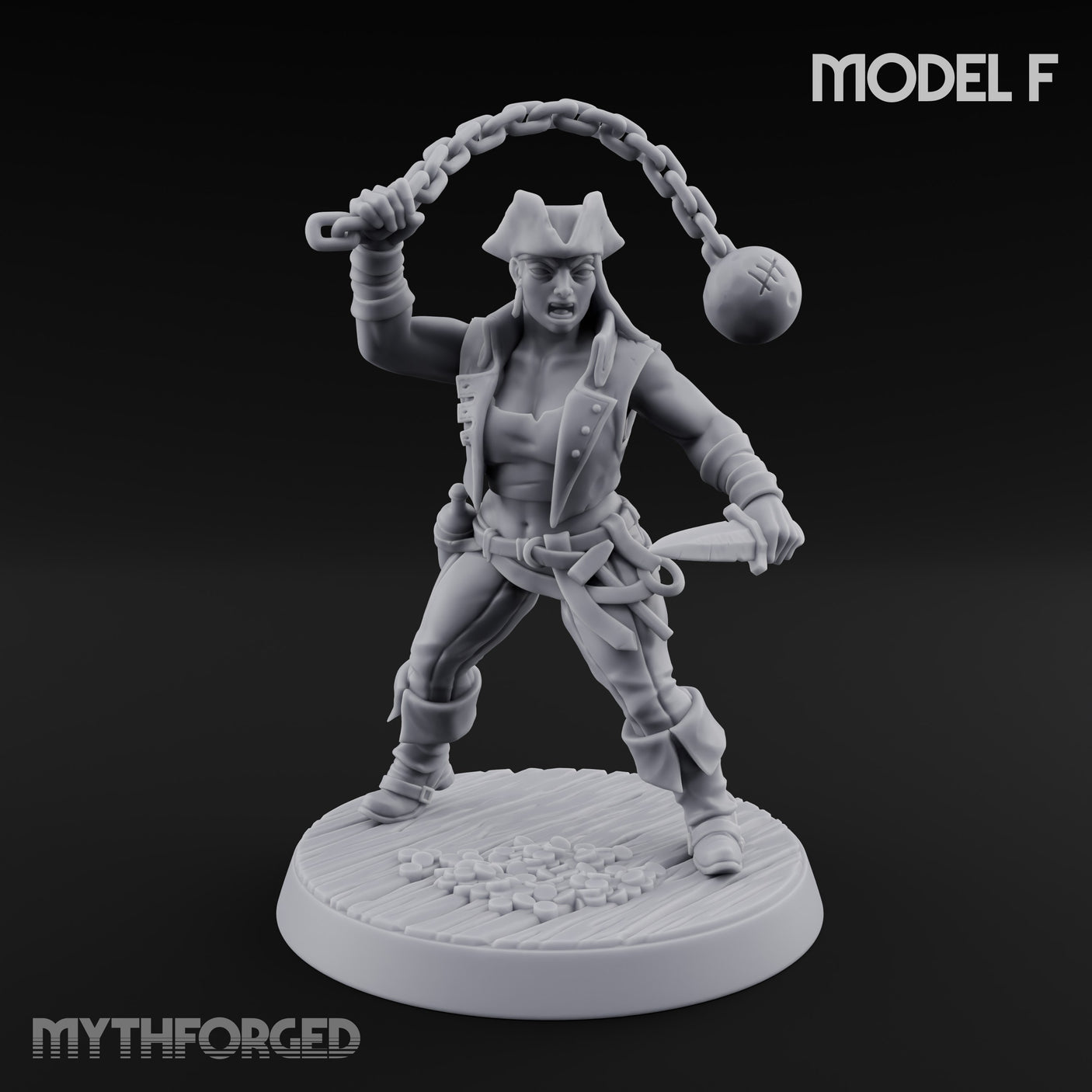 Wrecking Ball Human Pirate Miniature for Dungeons and Dragons, Pathfinder or other TTRPGs