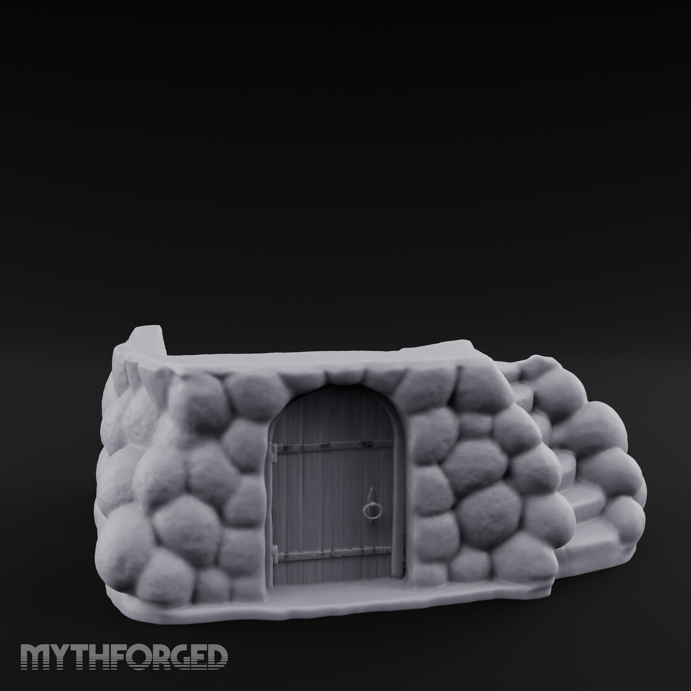 Cobblestone-Arched Stair-Flanked Underground Cellar Entrance Miniature for Dungeons and Dragons, Pathfinder or other TTRPGs