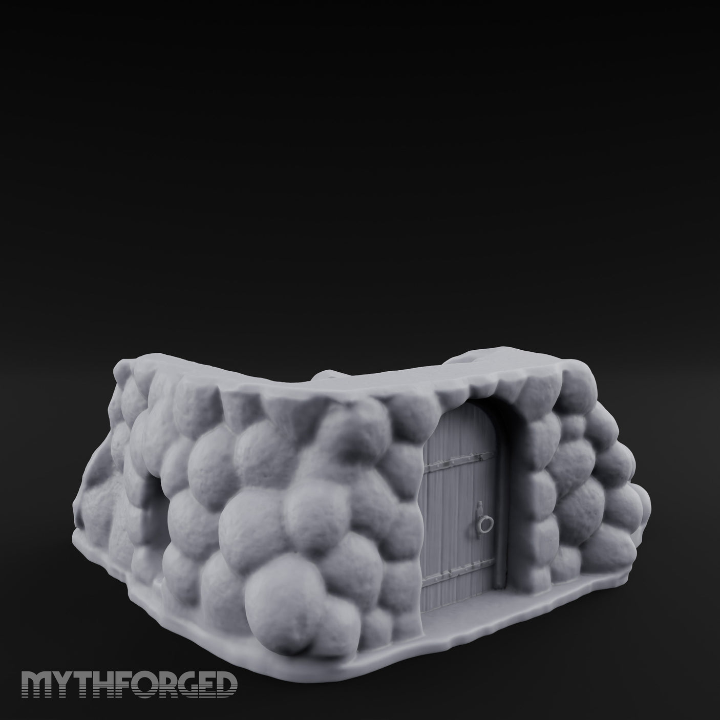 Cobblestone-Arched Stair-Flanked Underground Cellar Entrance Miniature for Dungeons and Dragons, Pathfinder or other TTRPGs