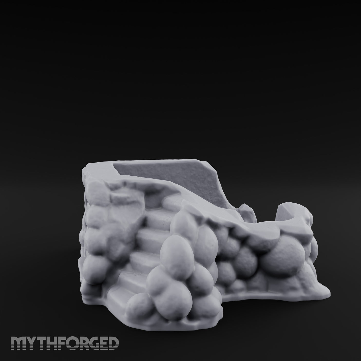 Cobblestone-Arched Stair-Flanked Underground Cellar Entrance Miniature for Dungeons and Dragons, Pathfinder or other TTRPGs