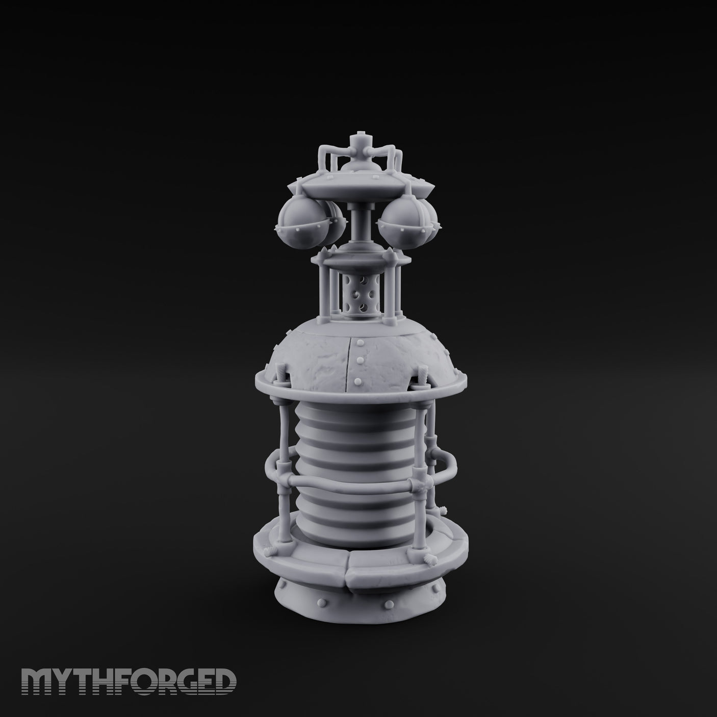 Coil-Wrapped Orb-Crowned Arcane Generator Miniature for Dungeons and Dragons, Pathfinder or other TTRPGs