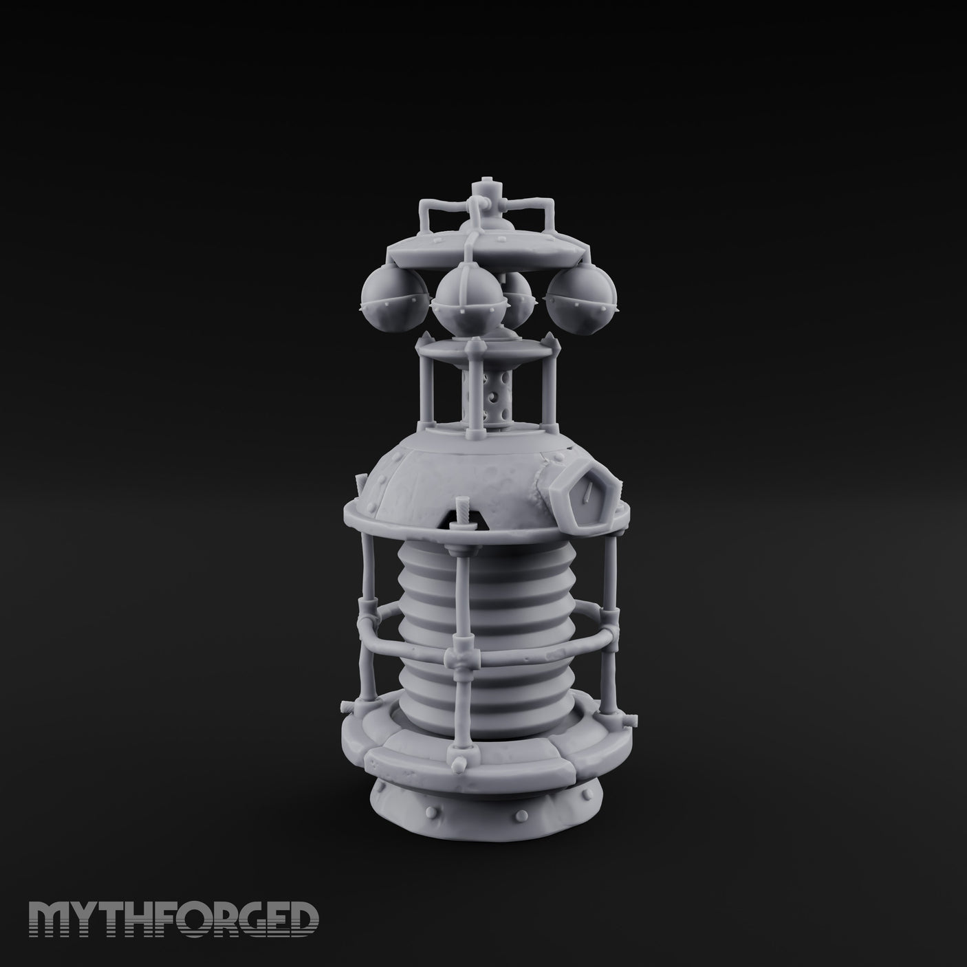 Coil-Wrapped Orb-Crowned Arcane Generator Miniature for Dungeons and Dragons, Pathfinder or other TTRPGs
