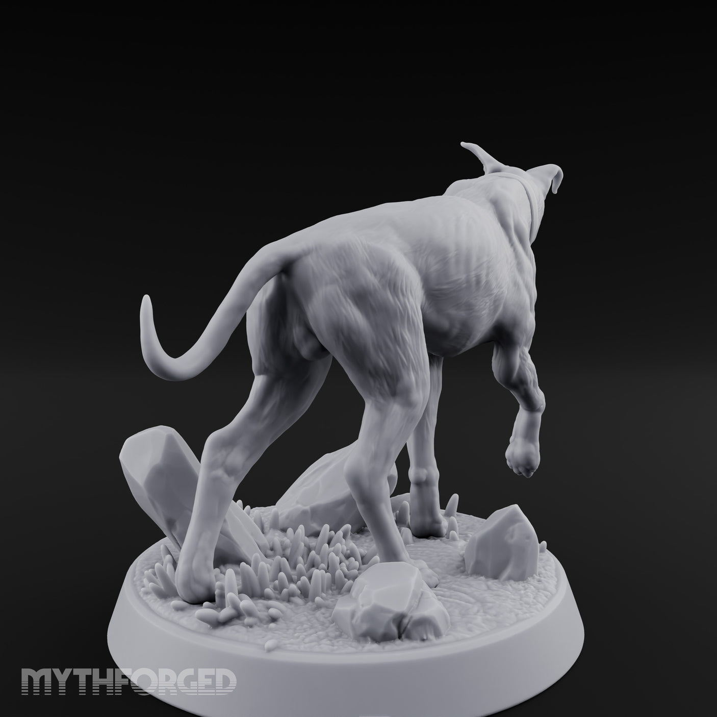 Collar Jangling Spooked Hound Miniature for Dungeons and Dragons, Pathfinder or other TTRPGs