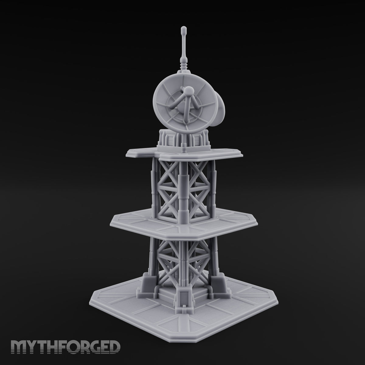 The Signal Climbs Higher Sci-Fi Communications Tower with Satellite Dishes