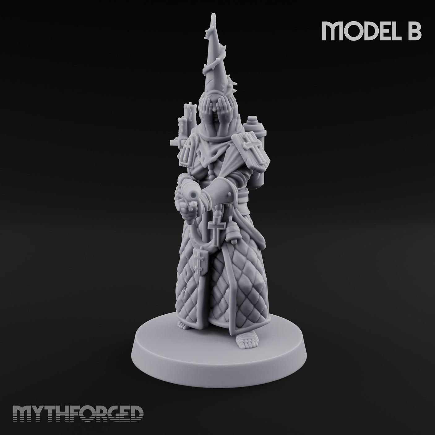 Cone Hatted Robed Human Pilgrim B Miniature for Dungeons and Dragons, Pathfinder or other TTRPGs