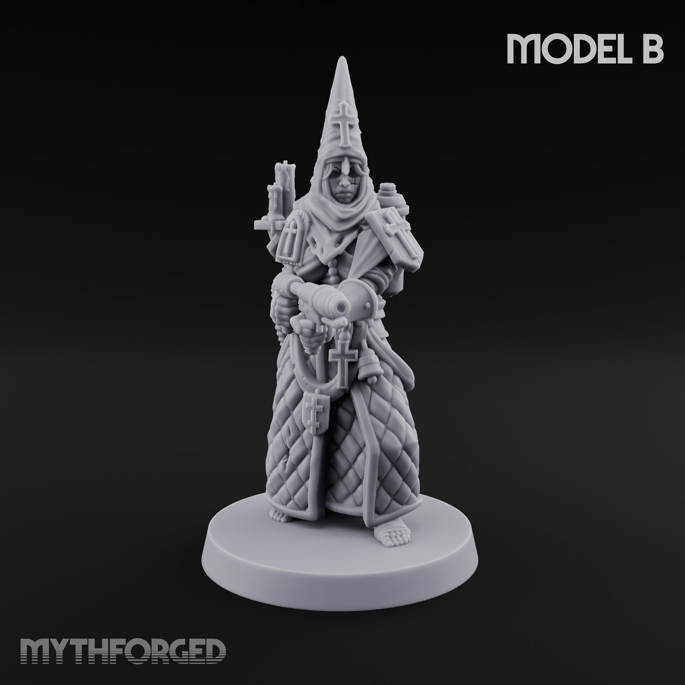 Cone Hatted Robed Human Pilgrim B Miniature for Dungeons and Dragons, Pathfinder or other TTRPGs