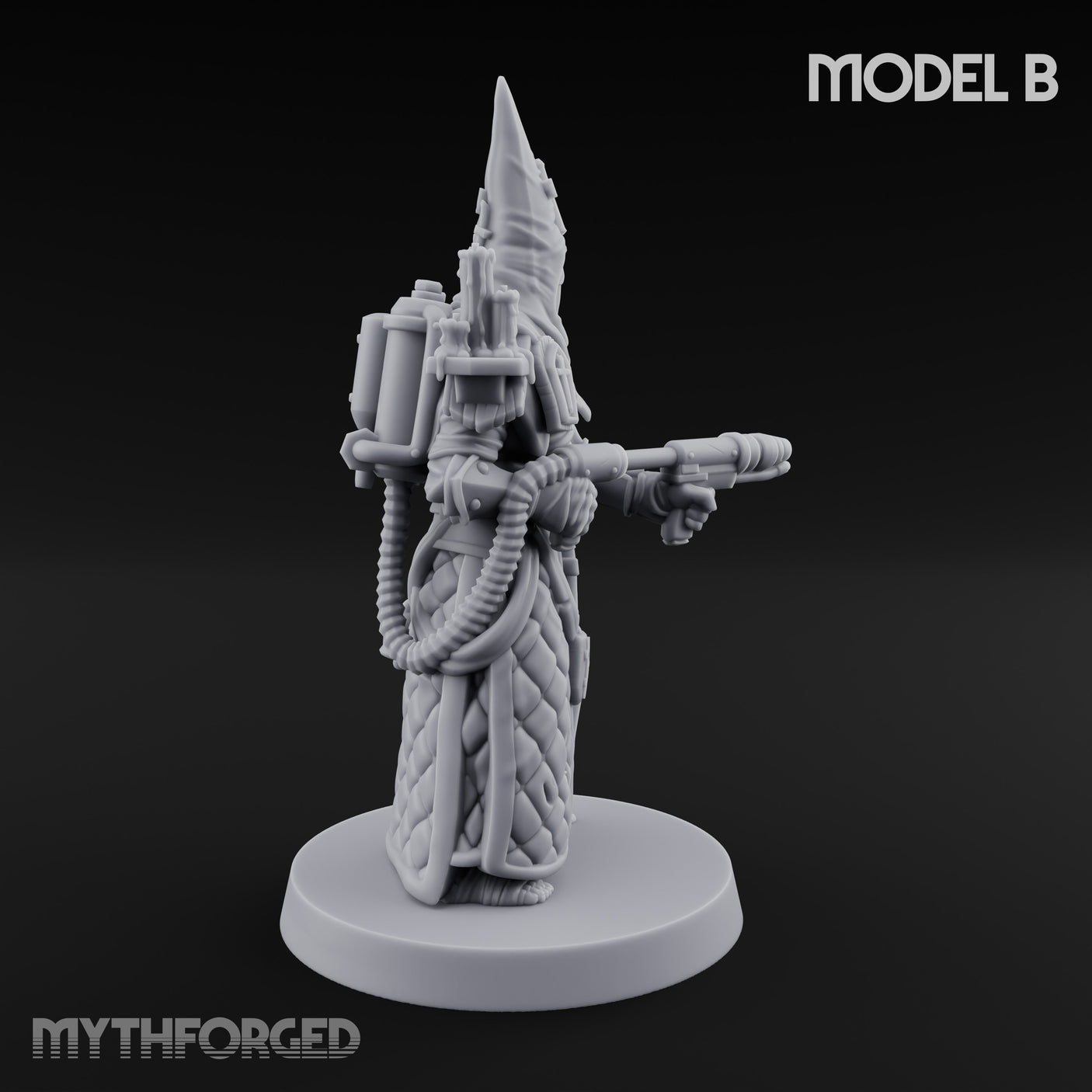 Cone Hatted Robed Human Pilgrim B Miniature for Dungeons and Dragons, Pathfinder or other TTRPGs