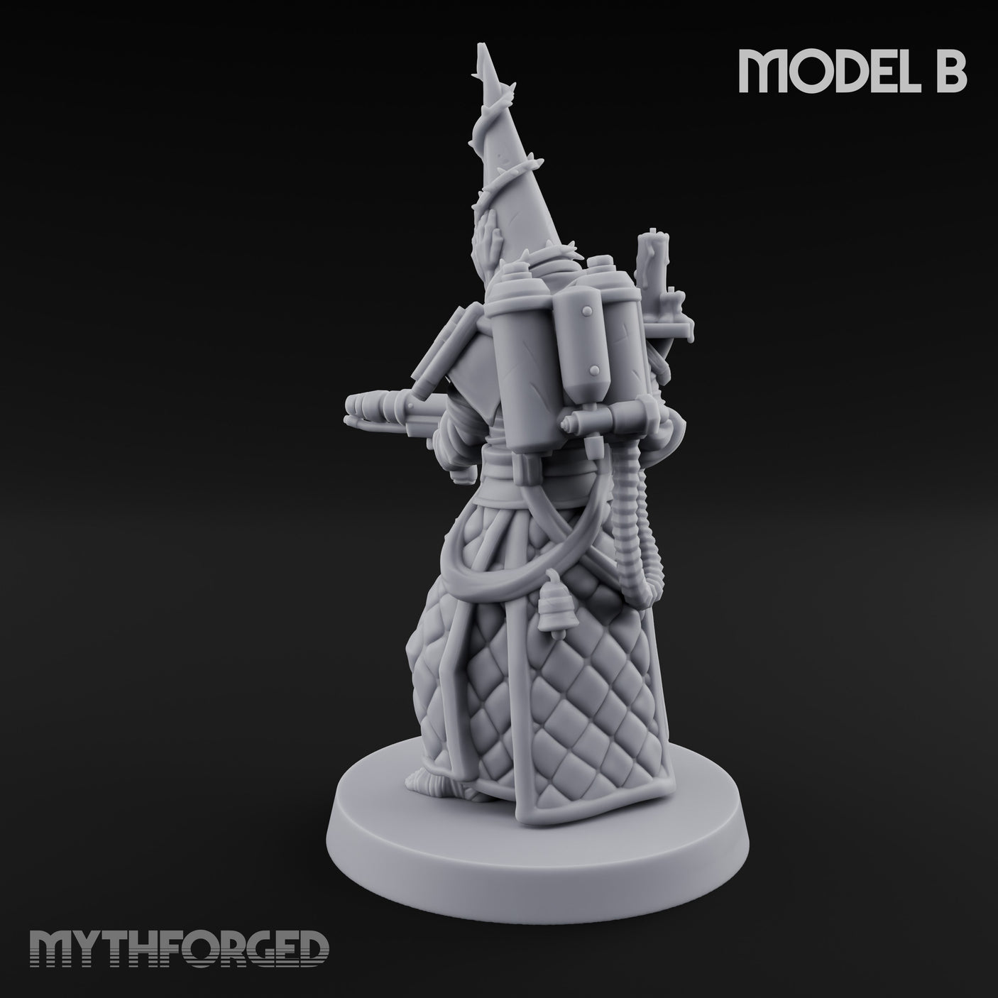 Cone Hatted Robed Human Pilgrim B Miniature for Dungeons and Dragons, Pathfinder or other TTRPGs