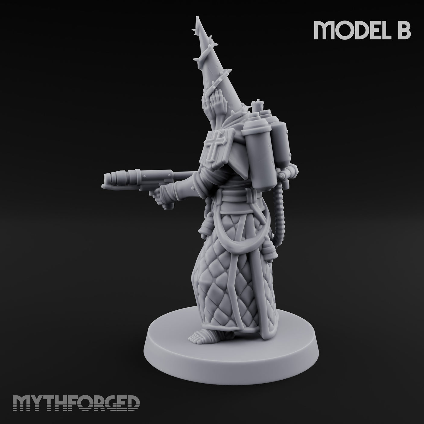 Cone Hatted Robed Human Pilgrim B Miniature for Dungeons and Dragons, Pathfinder or other TTRPGs