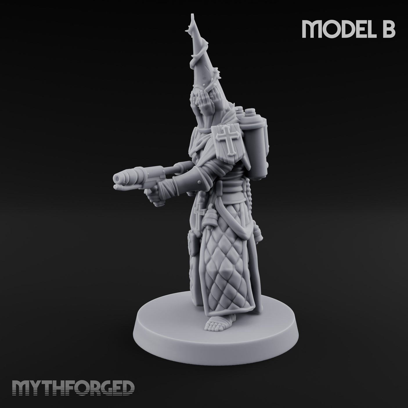 Cone Hatted Robed Human Pilgrim B Miniature for Dungeons and Dragons, Pathfinder or other TTRPGs