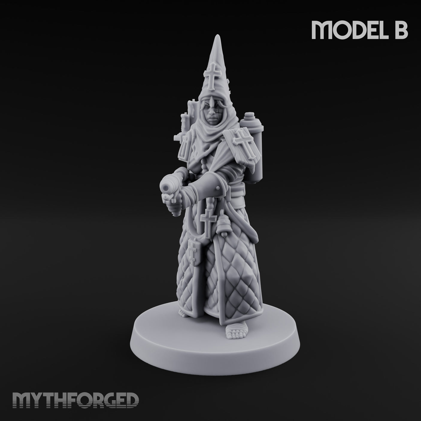 Cone Hatted Robed Human Pilgrim B Miniature for Dungeons and Dragons, Pathfinder or other TTRPGs