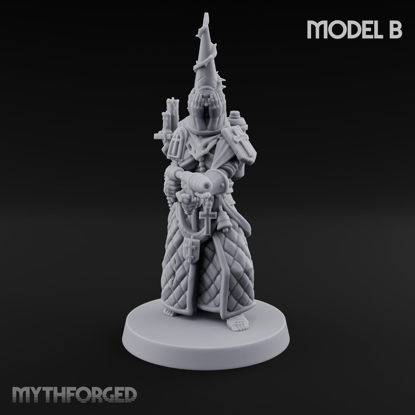 Cone Hatted Robed Human Pilgrim B Miniature for Dungeons and Dragons, Pathfinder or other TTRPGs