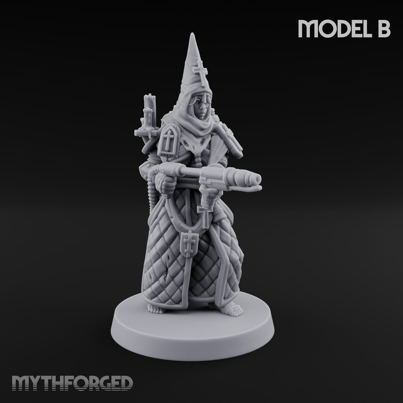 Cone Hatted Robed Human Pilgrim B Miniature for Dungeons and Dragons, Pathfinder or other TTRPGs