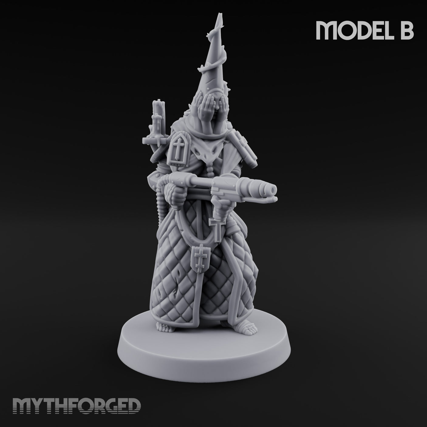 Cone Hatted Robed Human Pilgrim B Miniature for Dungeons and Dragons, Pathfinder or other TTRPGs