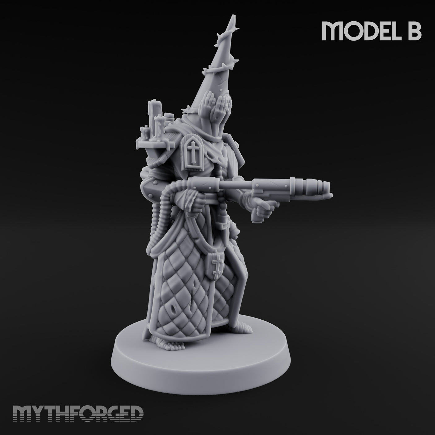 Cone Hatted Robed Human Pilgrim B Miniature for Dungeons and Dragons, Pathfinder or other TTRPGs
