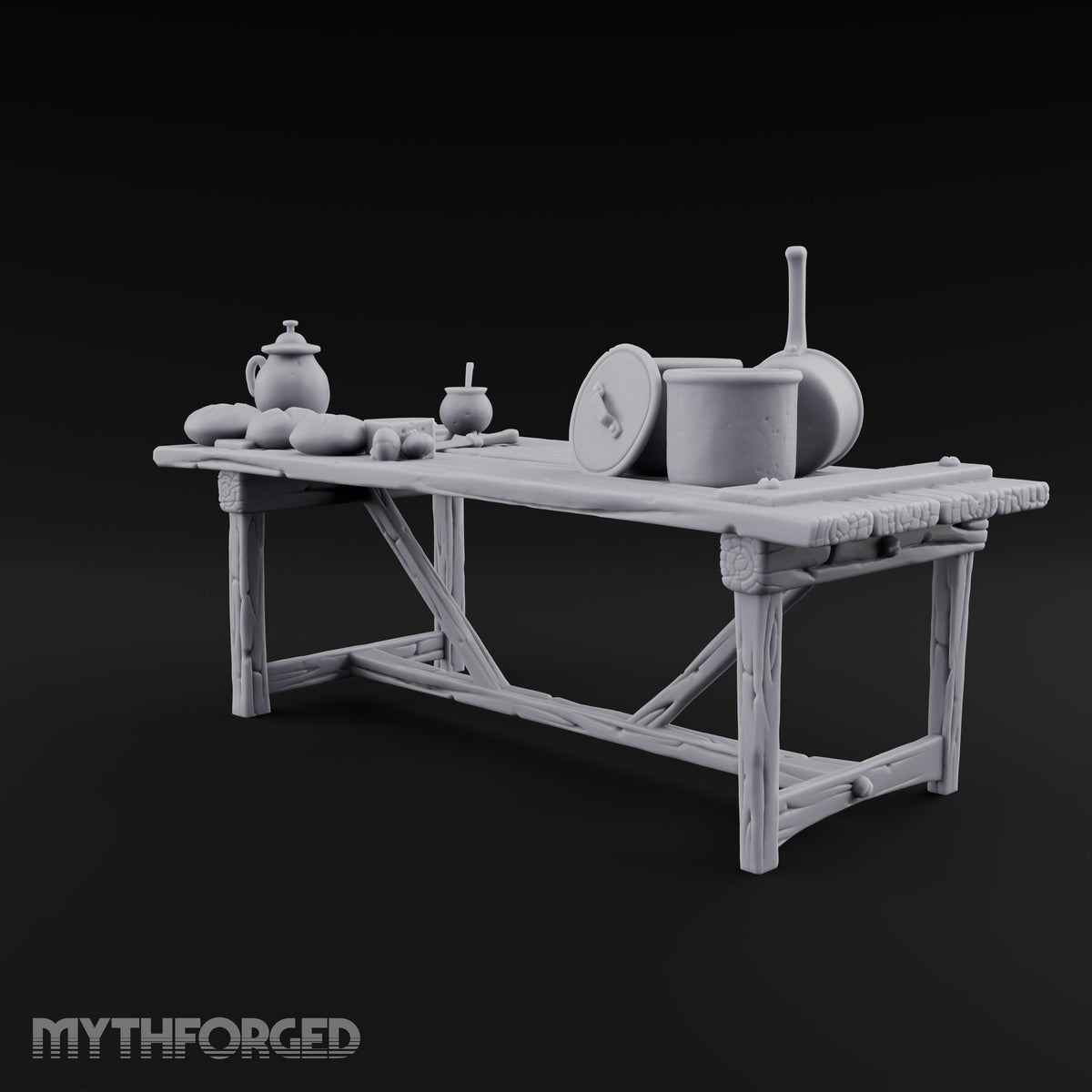 Supper Served Long Before Seating Wooden Kitchen Table