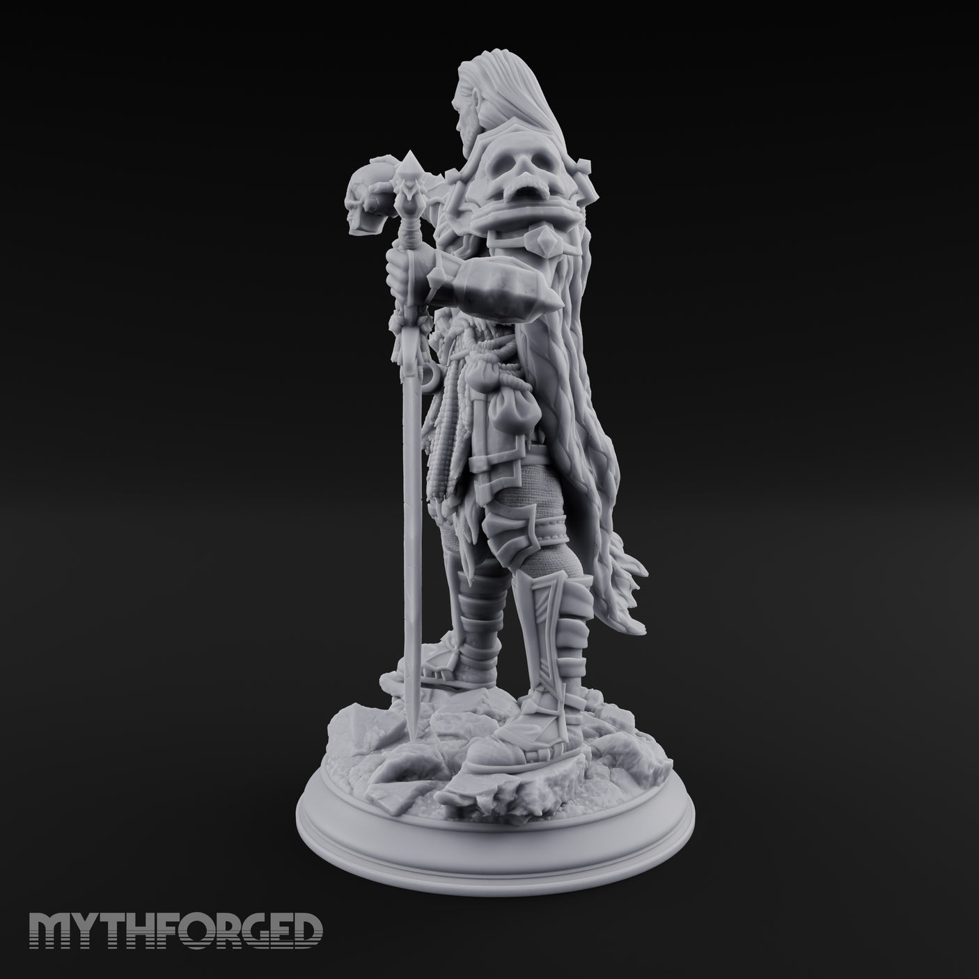 Skull Taunting Human Barbarian Miniature for Dungeons and Dragons, Pathfinder or other TTRPGs