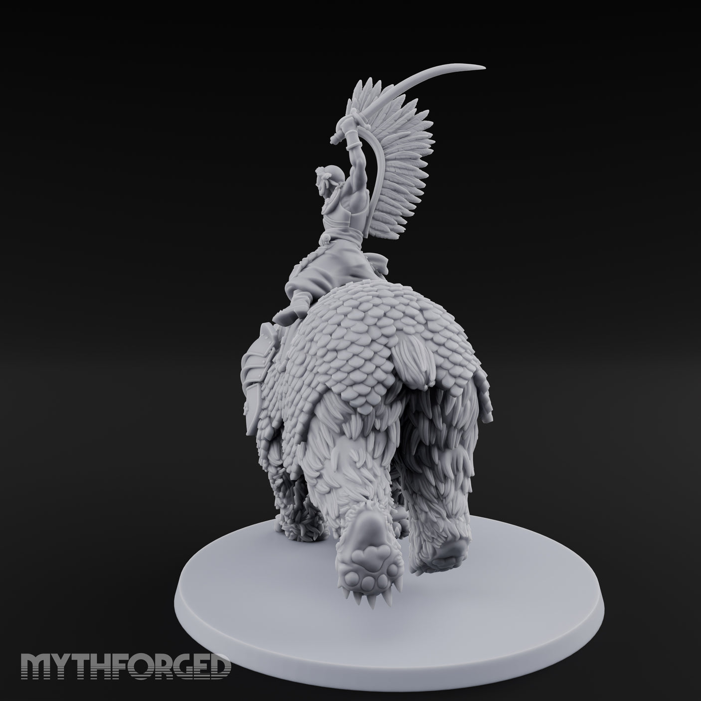 Saber Slashing Hussar Bear Rider Miniature for Dungeons and Dragons, Pathfinder or other TTRPGs