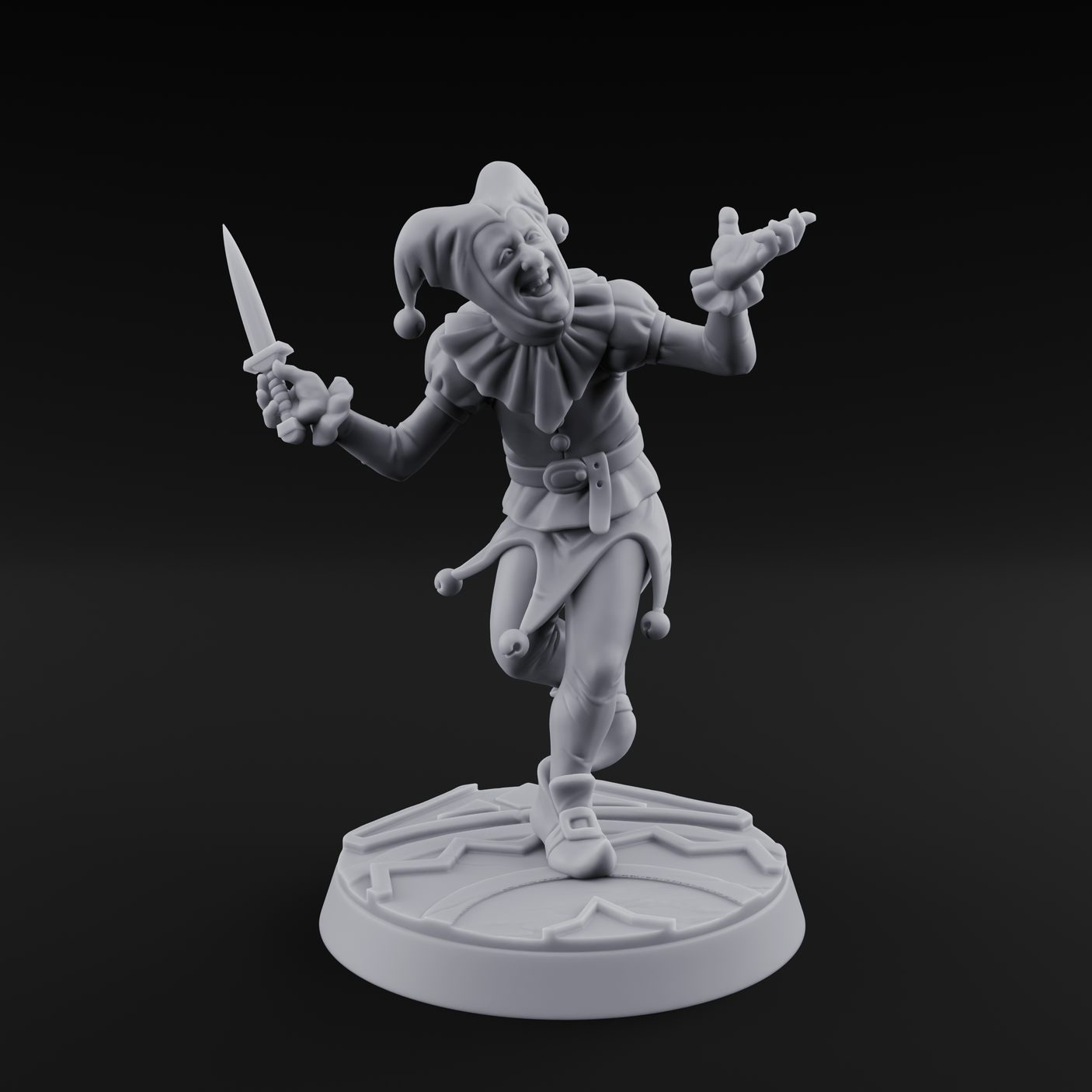 Cackling And Prancing Human Jester Miniature for Dungeons and Dragons, Pathfinder or other TTRPGs