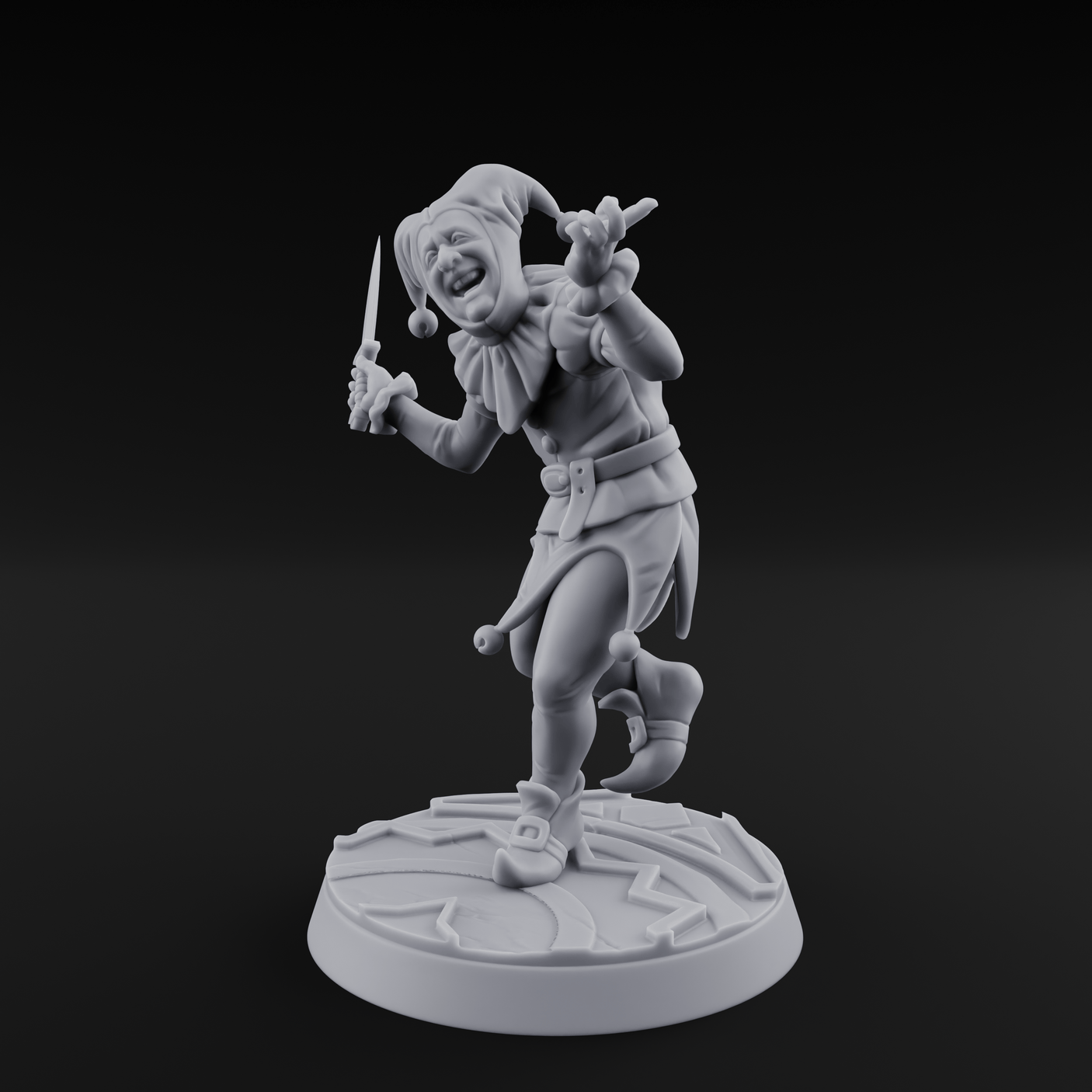Cackling And Prancing Human Jester Miniature for Dungeons and Dragons, Pathfinder or other TTRPGs