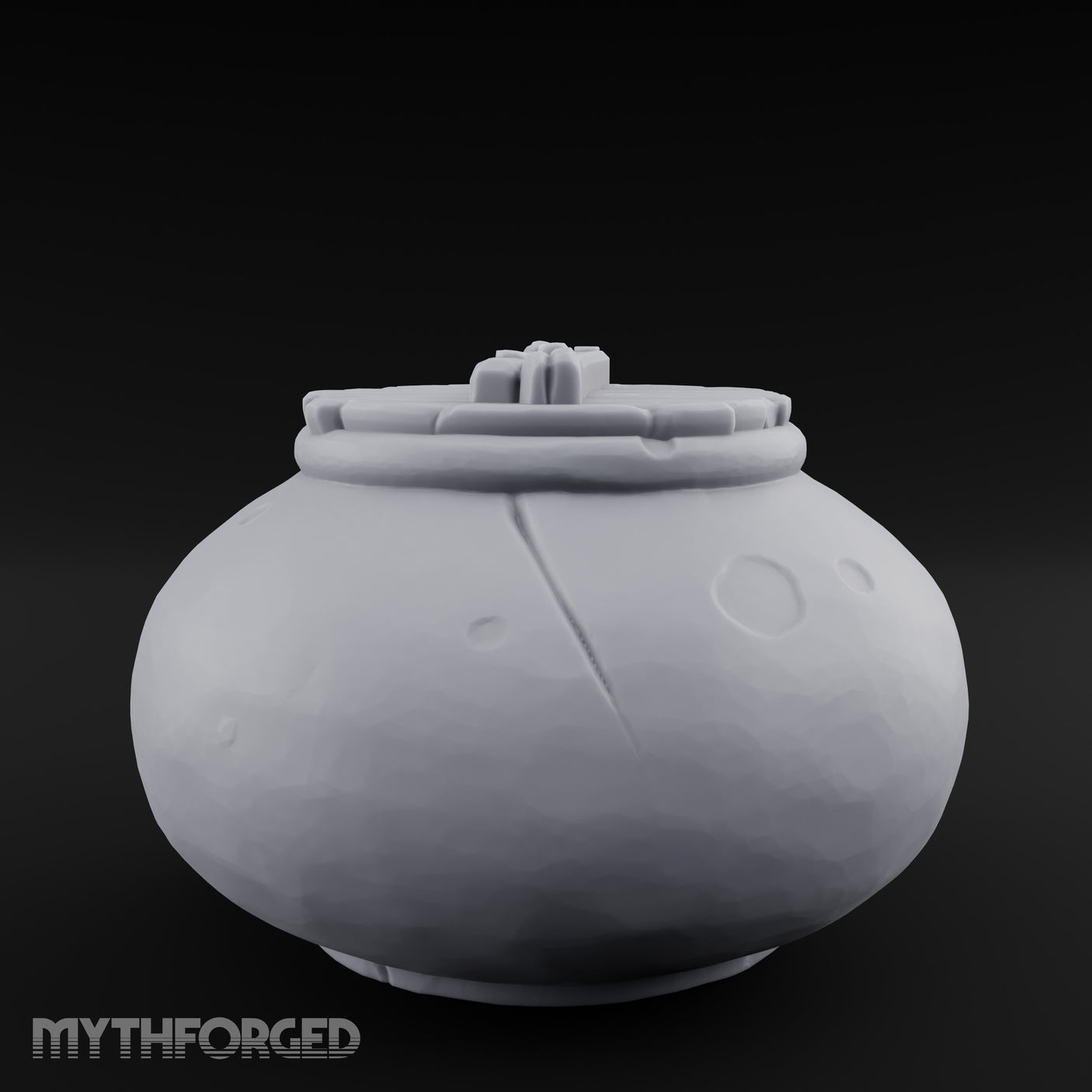 Crack-Lined Clasp-Lidded Bulbous Storage Vase Miniature for Dungeons and Dragons, Pathfinder or other TTRPGs