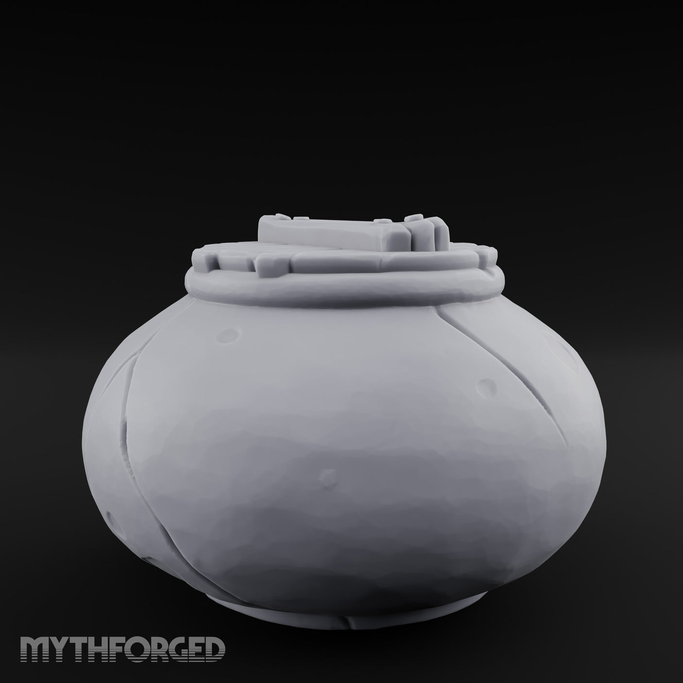 Crack-Lined Clasp-Lidded Bulbous Storage Vase Miniature for Dungeons and Dragons, Pathfinder or other TTRPGs