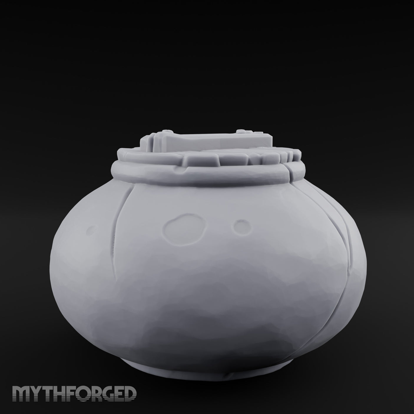 Crack-Lined Clasp-Lidded Bulbous Storage Vase Miniature for Dungeons and Dragons, Pathfinder or other TTRPGs