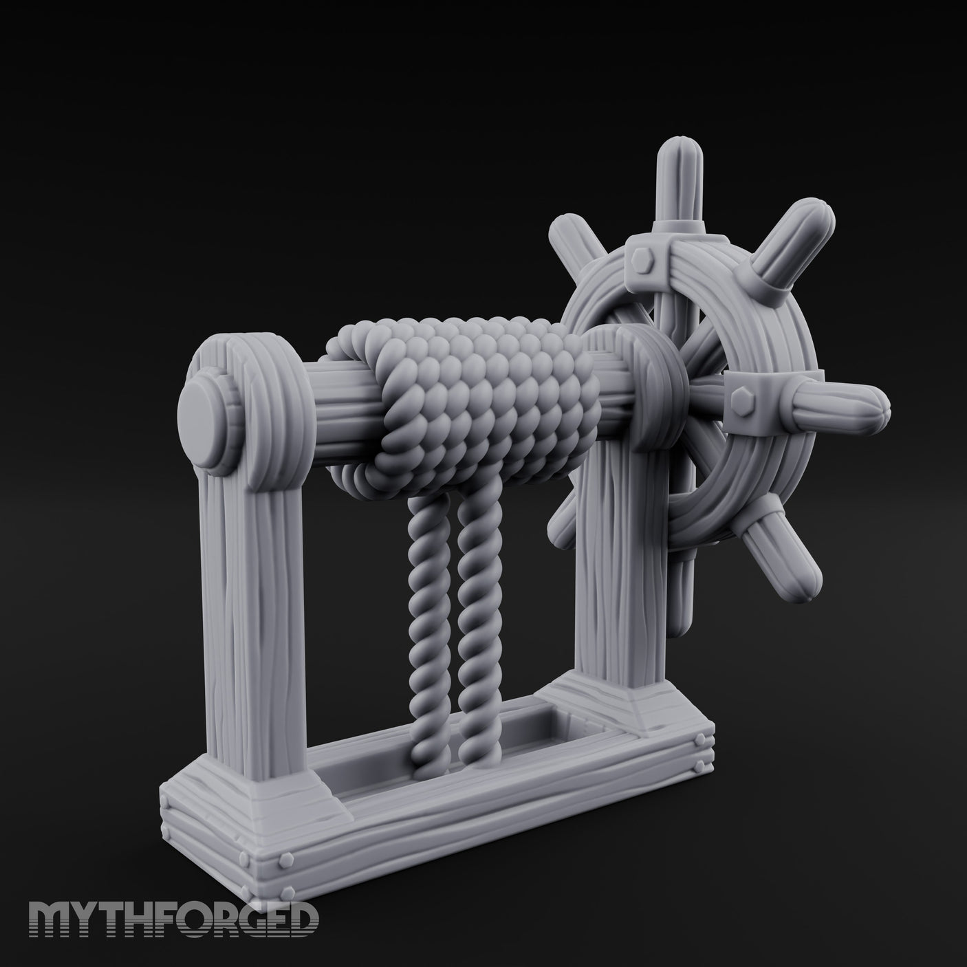 Crank-Handled Spool-Wound Helm Miniature for Dungeons and Dragons, Pathfinder or other TTRPGs
