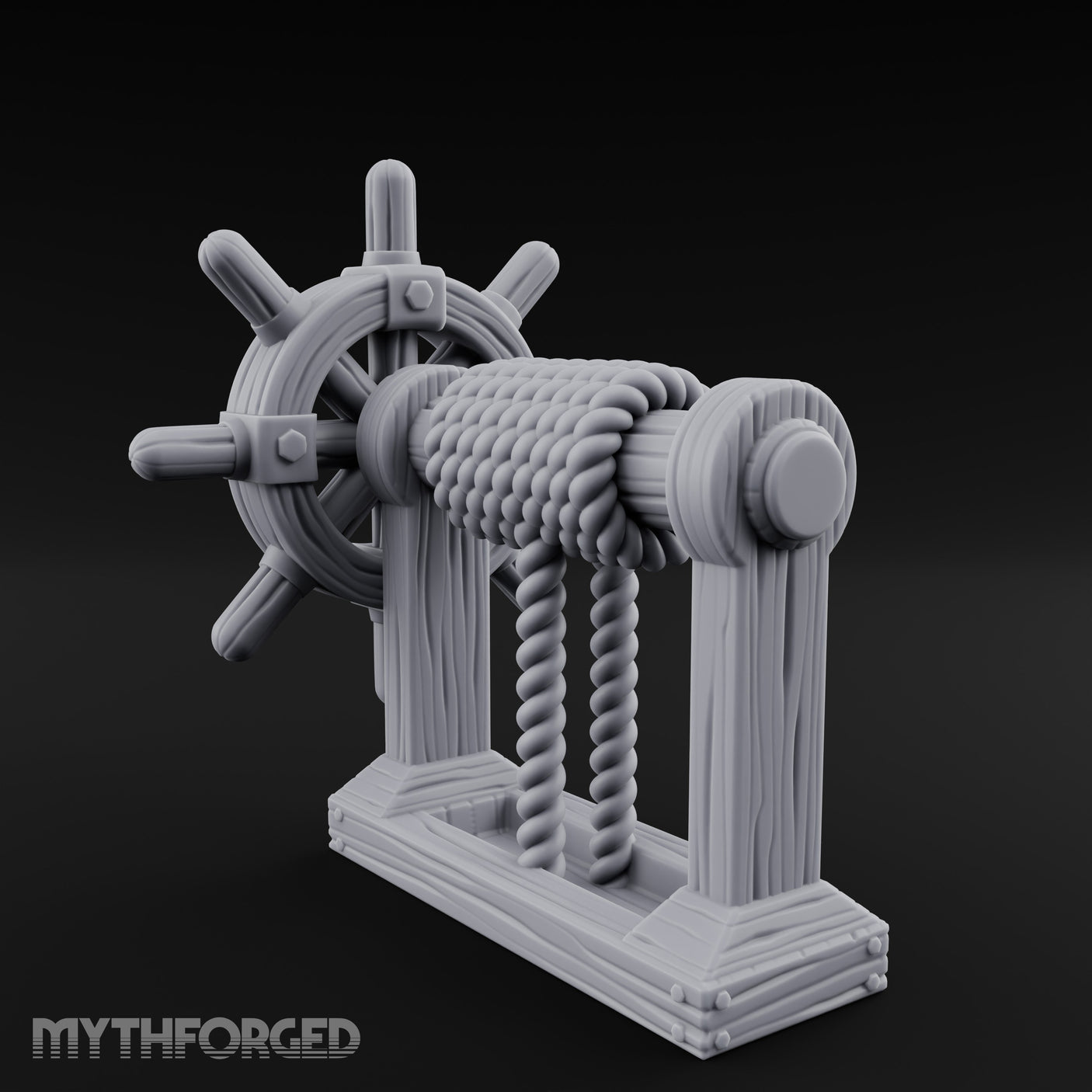 Crank-Handled Spool-Wound Helm Miniature for Dungeons and Dragons, Pathfinder or other TTRPGs