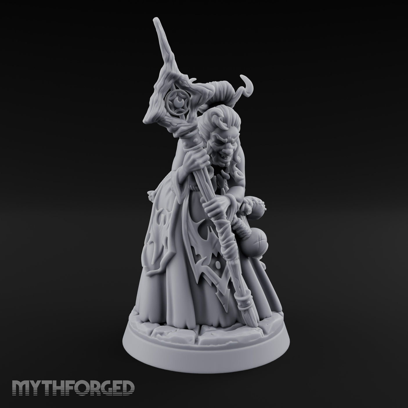 Crooked Staff Clutching Demon Hag Miniature for Dungeons and Dragons, Pathfinder or other TTRPGs
