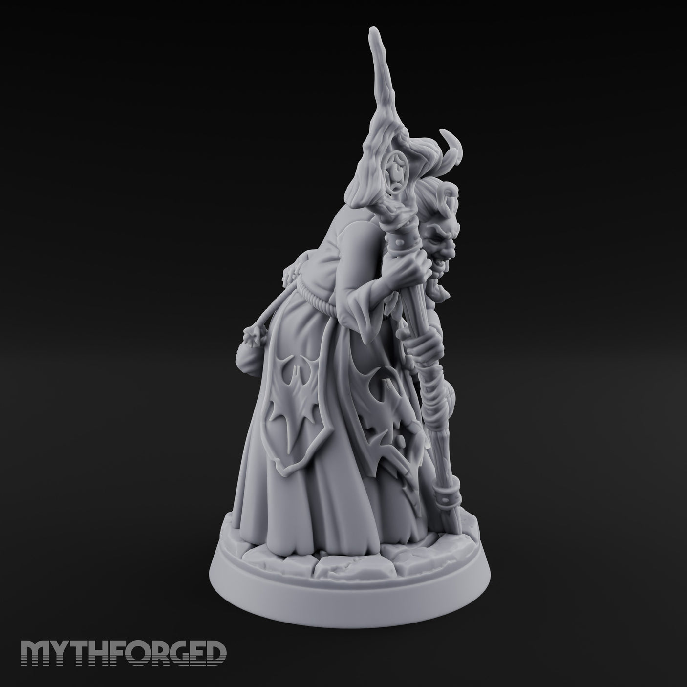 Crooked Staff Clutching Demon Hag Miniature for Dungeons and Dragons, Pathfinder or other TTRPGs