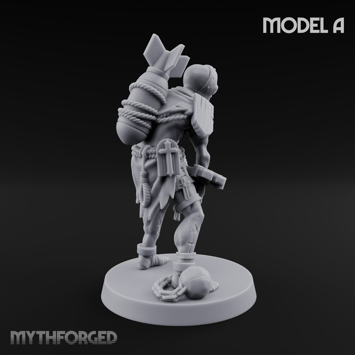Cross Bound Shackled Human Prisoner A Miniature for Dungeons and Dragons, Pathfinder or other TTRPGs
