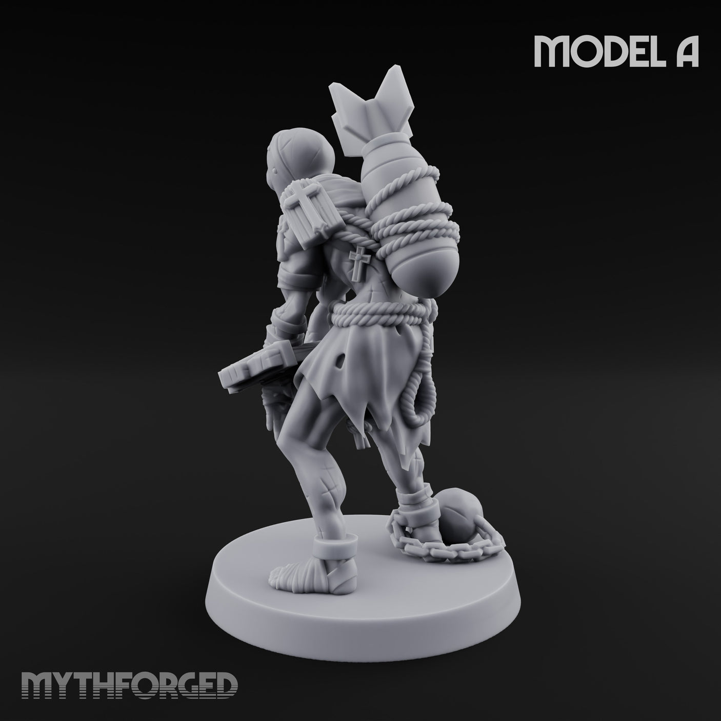 Cross Bound Shackled Human Prisoner A Miniature for Dungeons and Dragons, Pathfinder or other TTRPGs
