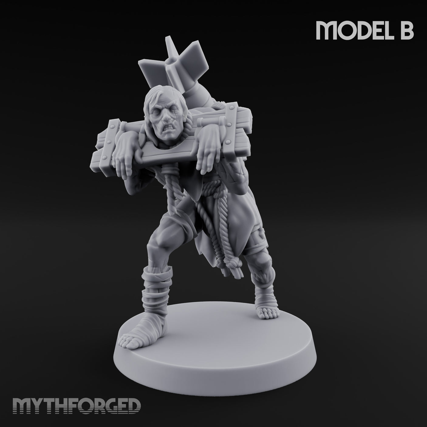 Cross Bound Shackled Human Prisoner B Miniature for Dungeons and Dragons, Pathfinder or other TTRPGs