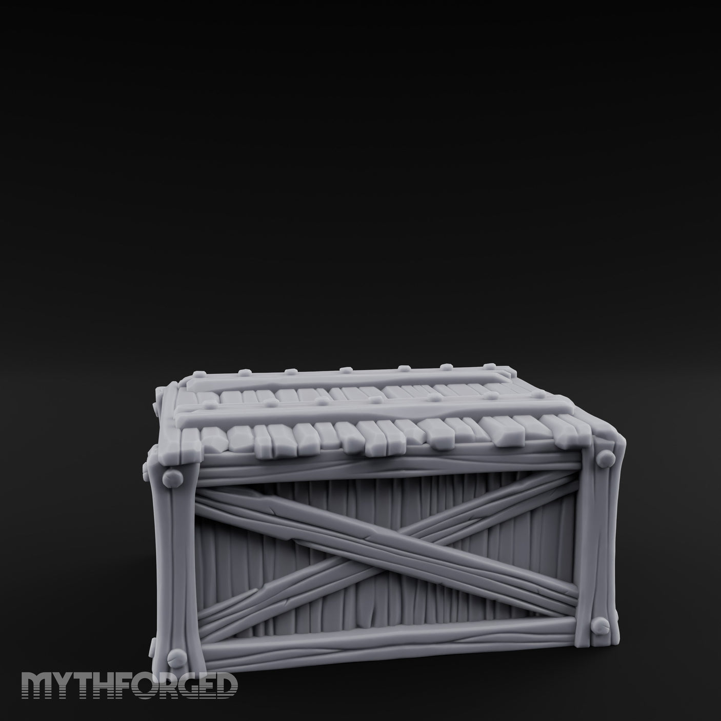 Cross-Braced Nail-Studded Wooden Storage Crate Miniature for Dungeons and Dragons, Pathfinder or other TTRPGs