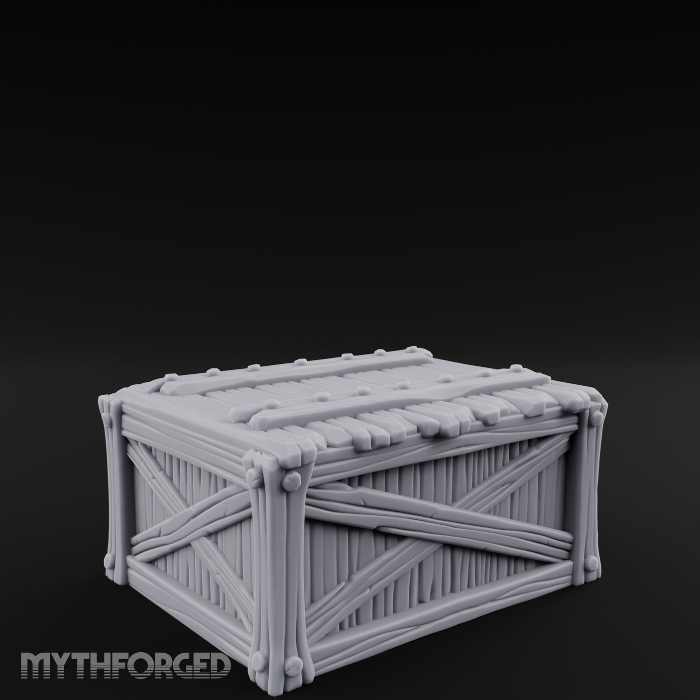 Cross-Braced Nail-Studded Wooden Storage Crate Miniature for Dungeons and Dragons, Pathfinder or other TTRPGs