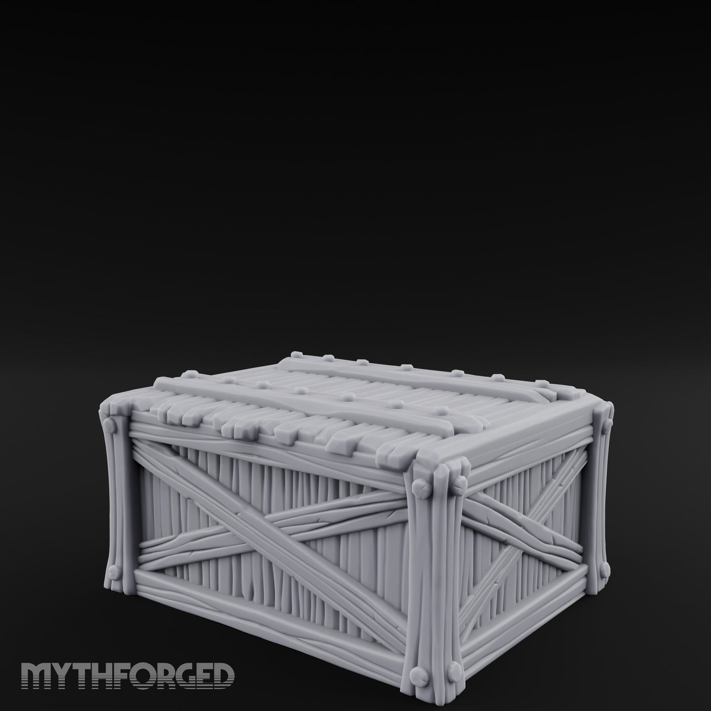 Cross-Braced Nail-Studded Wooden Storage Crate Miniature for Dungeons and Dragons, Pathfinder or other TTRPGs
