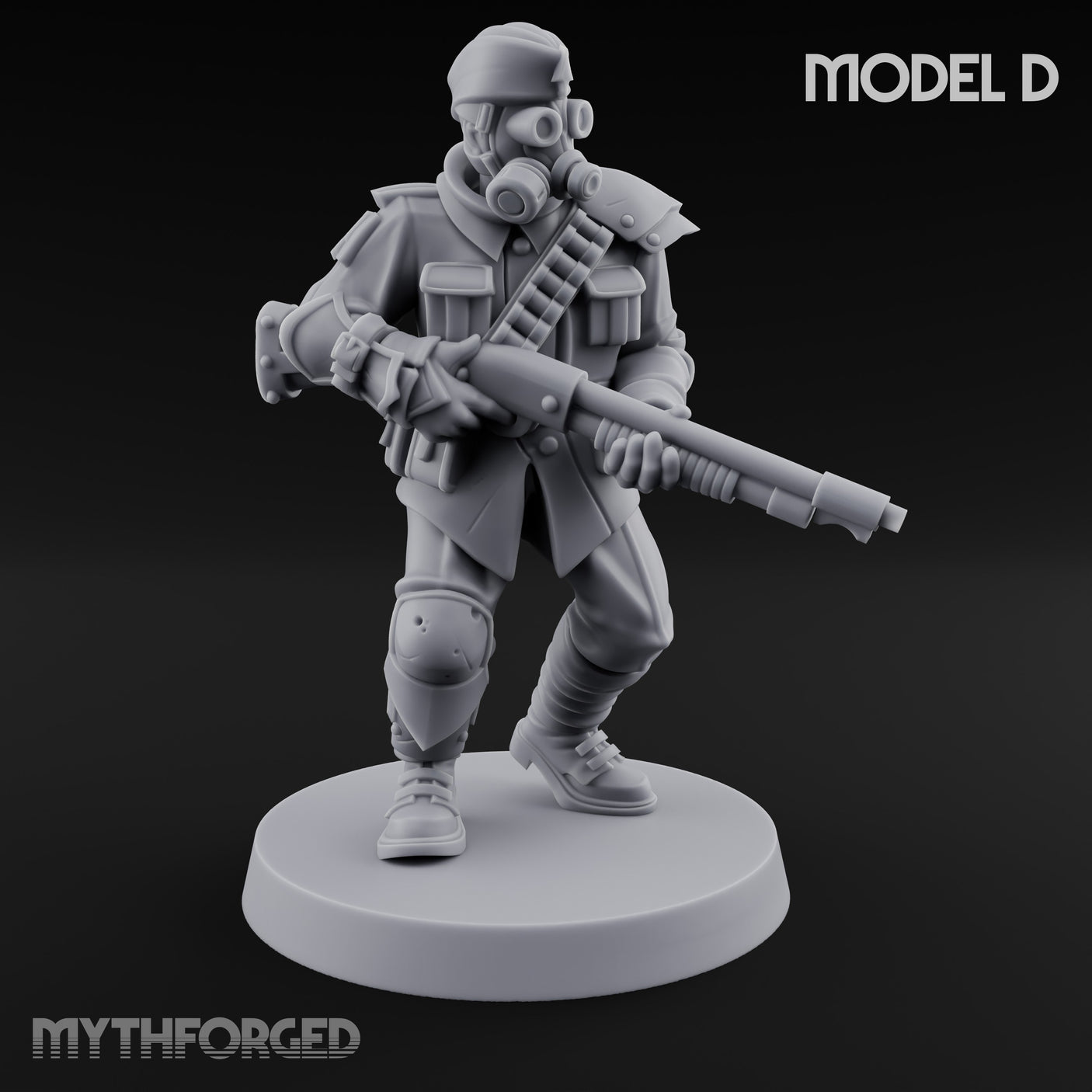 Cross Emblazoned Gun Bearing Ashen Trooper D Miniature for Dungeons and Dragons, Pathfinder or other TTRPGs